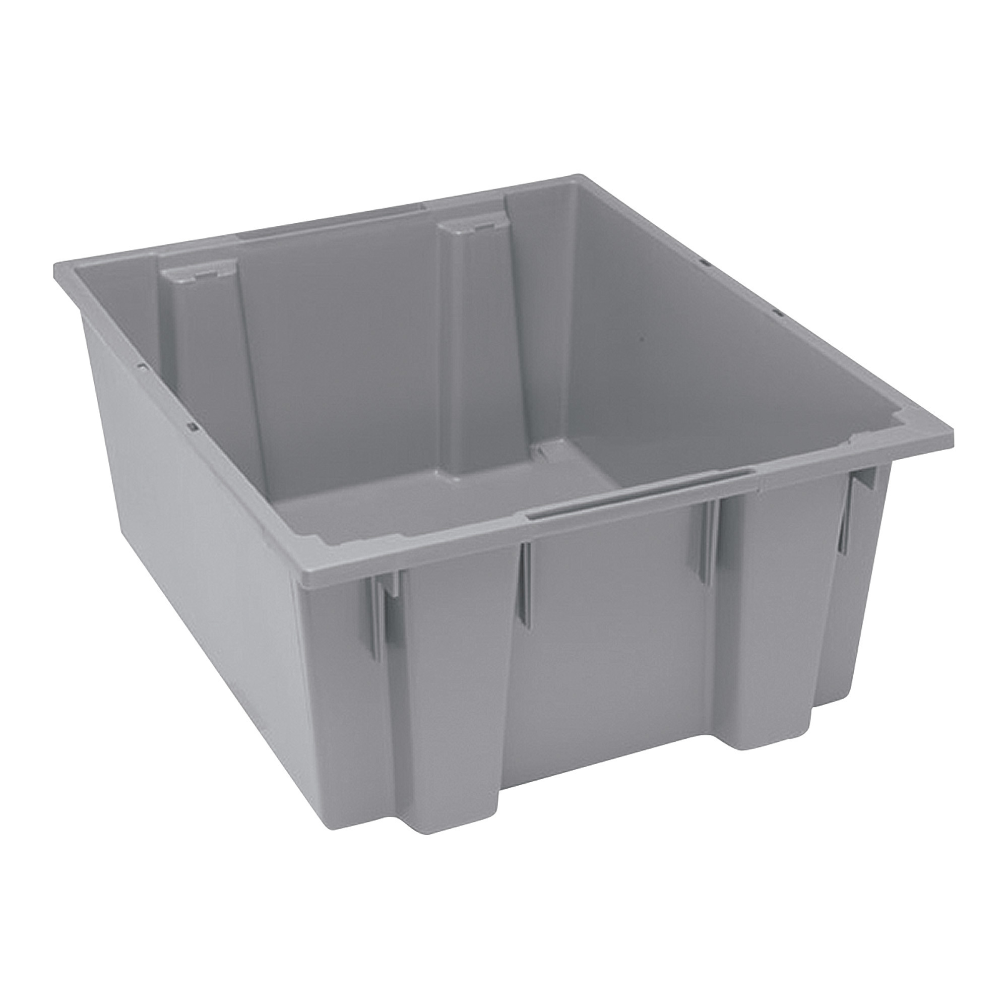 Quantum Storage Stack and Nest Tote Bin, 23 1/2in. x 19 1/2in. x 10in. Size, Gray, Carton of 3, Model# SNT225GYCS